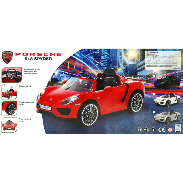 Porsche 918 s 2.4G DO, EVA kolesami, 12V, licencia