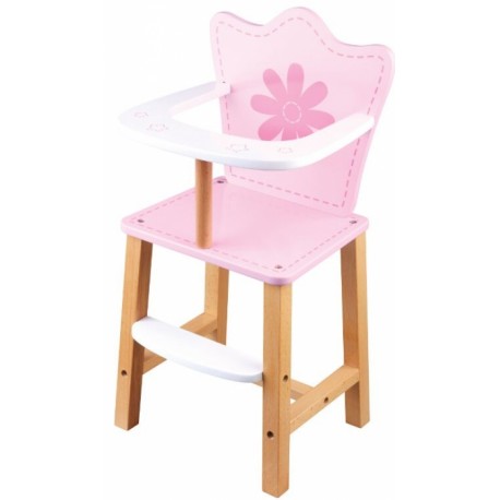 Drevená jedálenská stolička pre bábiky - Kvetinka