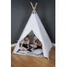 Stan pre deti teepee, típí s výbavou - sivý / hviezdy v modré, bodky