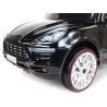 BMW X6 s 2,4G bluetooth DO, EVA kolesami, otváracími dverami,12V, čalunenou vyšívanou sedačkou, lakované čiernou farbou