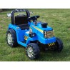Traktor 12V s 2,4G DO, s mohutnými kolesami a konštrukciou, svetelnými LED efekty, 2xnáhon, modrý