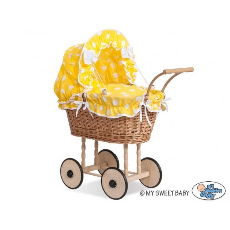 Prútený kočík pre bábiky prírodný