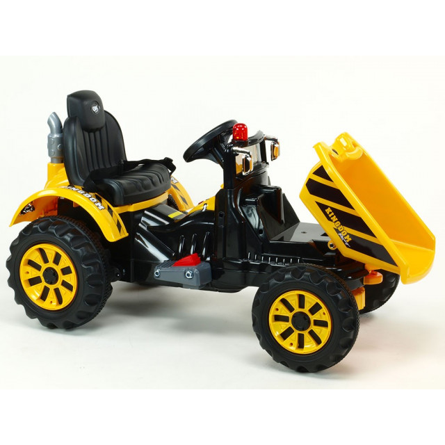 Traktor Kingdom s výklopnou korbou, mohutnými kolesami a konštrukciou, 2x motor 12V, 2x náhon, zelený