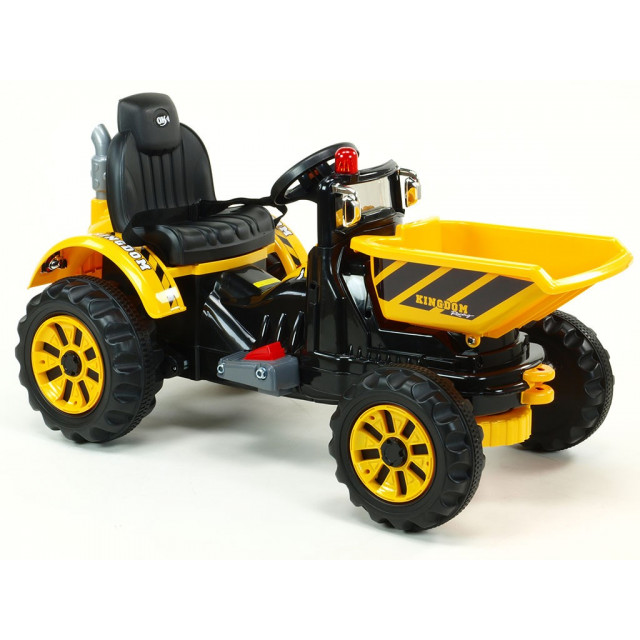 Traktor Kingdom s výklopnou korbou, mohutnými kolesami a konštrukciou, 2x motor 12V, 2x náhon, zelený