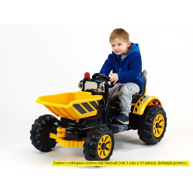 Traktor Kingdom s výklopnou korbou, mohutnými kolesami a konštrukciou, 2x motor 12V, 2x náhon, zelený