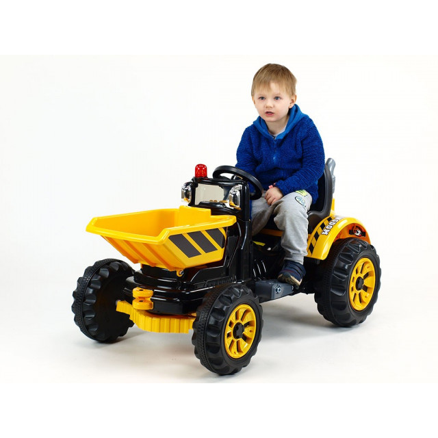 Traktor Kingdom s výklopnou korbou, mohutnými kolesami a konštrukciou, 2x motor 12V, 2x náhon, zelený