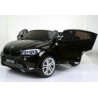 BMW X6 s 2,4G bluetooth DO, EVA kolesami, otváracími dverami,12V, čalunenou vyšívanou sedačkou, lakované čiernou farbou