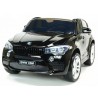 BMW X6 s 2,4G bluetooth DO, EVA kolesami, otváracími dverami,12V, čalunenou vyšívanou sedačkou, lakované čiernou farbou