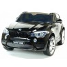 BMW X6 s 2,4G bluetooth DO, EVA kolesami, otváracími dverami,12V, čalunenou vyšívanou sedačkou, lakované čiernou farbou