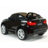 BMW X6 s 2,4G bluetooth DO, EVA kolesami, otváracími dverami,12V, čalunenou vyšívanou sedačkou, lakované čiernou farbou