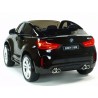 BMW X6 s 2,4G bluetooth DO, EVA kolesami, otváracími dverami,12V, čalunenou vyšívanou sedačkou, lakované čiernou farbou