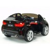 BMW X6 s 2,4G bluetooth DO, EVA kolesami, otváracími dverami,12V, čalunenou vyšívanou sedačkou, lakované čiernou farbou