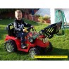 Traktor 12V, s mohutnými kolesami a konštrukciou, svetelnými LED efekty, 2xnáhon, červený