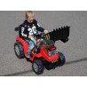 Traktor 12V, s mohutnými kolesami a konštrukciou, svetelnými LED efekty, 2xnáhon, červený