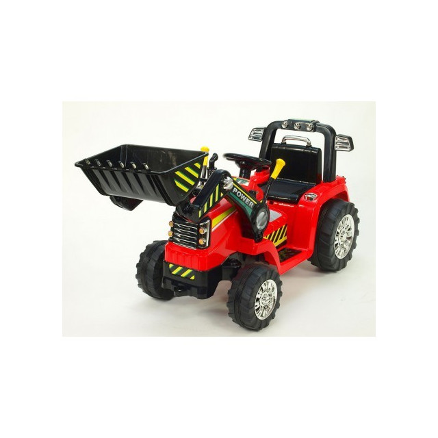 Traktor 12V, s mohutnými kolesami a konštrukciou, svetelnými LED efekty, 2xnáhon, červený