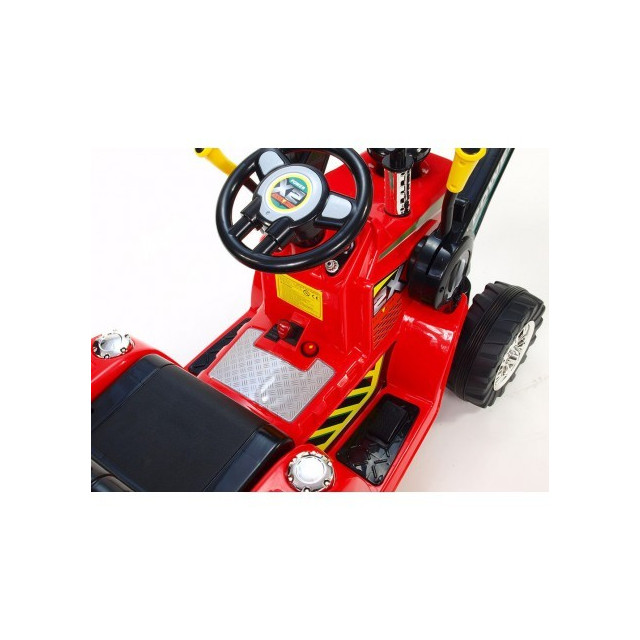 Traktor 12V, s mohutnými kolesami a konštrukciou, svetelnými LED efekty, 2xnáhon, červený