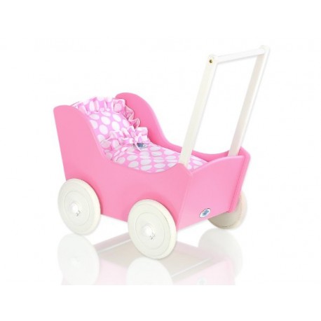Drevený kočík pre bábiky ECO TOYS - ružový