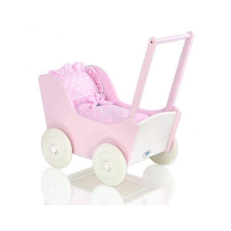 Drevený kočík pre bábiky ECO TOYS - ružový