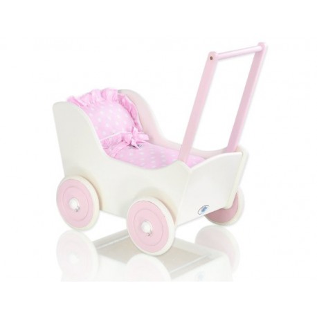 Drevený kočík pre bábiky ECO TOYS - ružový