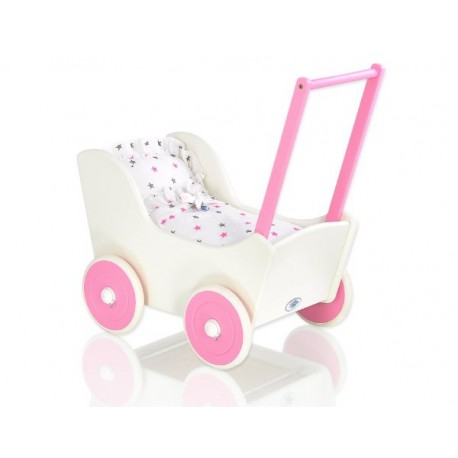 Drevený kočík pre bábiky ECO TOYS - ružový
