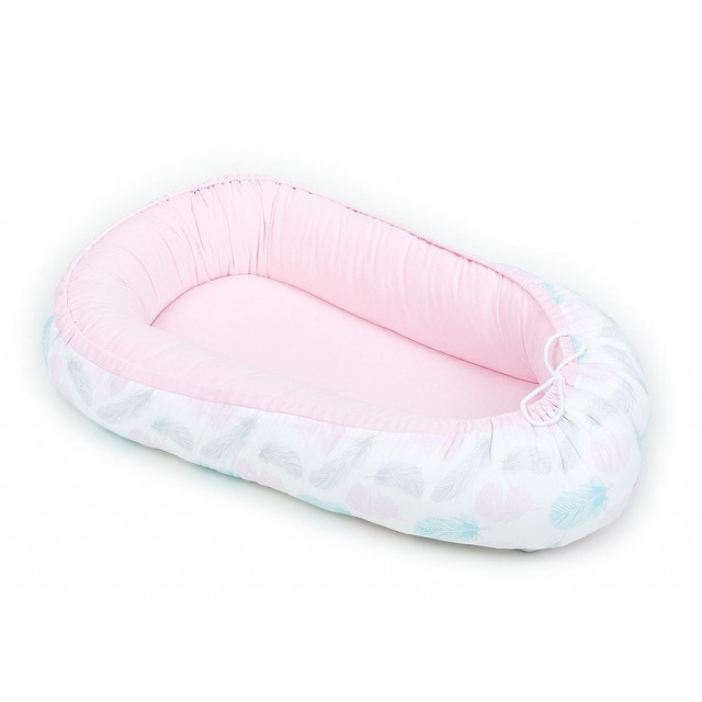 Obojstranný kokon pre bábätko. Mini hviezdičky sivé / mini hviezdičky biele
