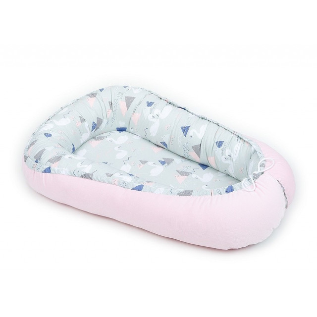 Obojstranný kokon pre bábätko. Mini hviezdičky sivé / mini hviezdičky biele
