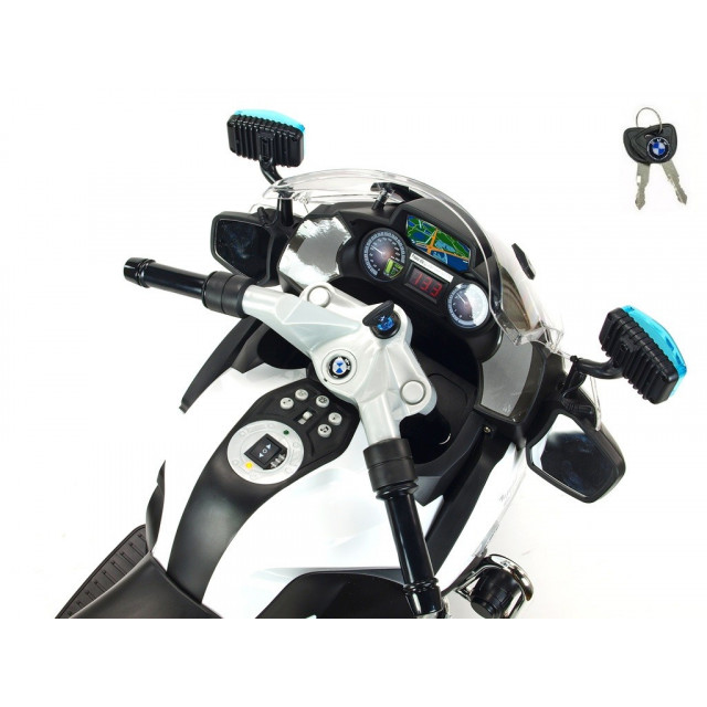 Cestná závodná motorka, 12 V, 2x motor, EVA kolesá, voltmeter, USB, TF, Mp3, LED osvetlenie