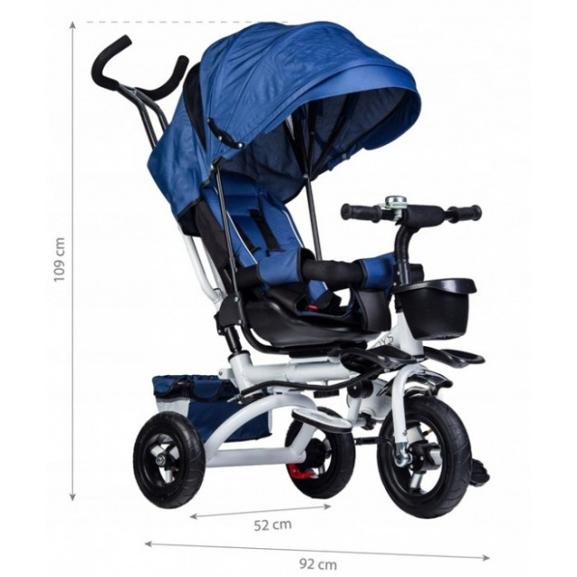 Detská trojkolka Lux s vodiacou tyči - modrá