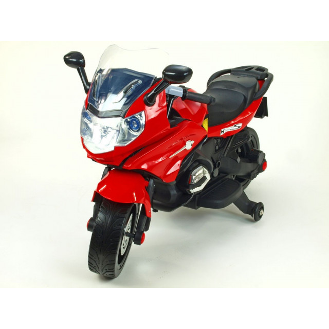 Cestná závodná motorka, 12 V, 2x motor, EVA kolesá, voltmeter, USB, TF, Mp3, LED osvetlenie