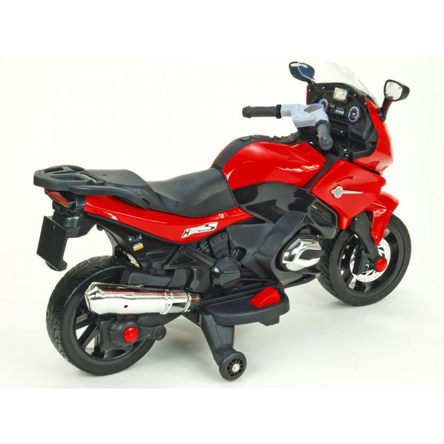 Cestná závodná motorka, 12 V, 2x motor, EVA kolesá, voltmeter, USB, TF, Mp3, LED osvetlenie