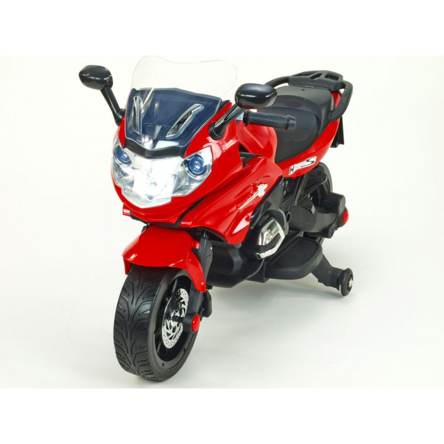 Cestná závodná motorka, 12 V, 2x motor, EVA kolesá, voltmeter, USB, TF, Mp3, LED osvetlenie