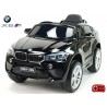 BMW X6 s 2,4G bluetooth DO, EVA kolesami, otváracími dverami,12V, čalunenou vyšívanou sedačkou, lakované čiernou farbou