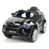 BMW X6 s 2,4G bluetooth DO, EVA kolesami, otváracími dverami,12V, čalunenou vyšívanou sedačkou, lakované čiernou farbou