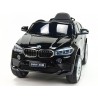 BMW X6 s 2,4G bluetooth DO, EVA kolesami, otváracími dverami,12V, čalunenou vyšívanou sedačkou, lakované čiernou farbou
