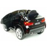 BMW X6 s 2,4G bluetooth DO, EVA kolesami, otváracími dverami,12V, čalunenou vyšívanou sedačkou, lakované čiernou farbou