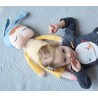 Handrová bábika Metoo XL s uškami v sivých šatičkách, 70cm