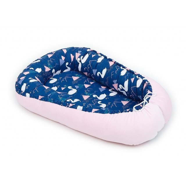 Obojstranný kokon pre bábätko. Mini hviezdičky sivé / mini hviezdičky biele