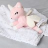 Mini plyšový jednorožec Metoo s mušelínovou plienkou sivo/ružový, 12cm