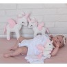 Mini plyšový jednorožec Metoo s mušelínovou plienkou sivo/ružový, 12cm