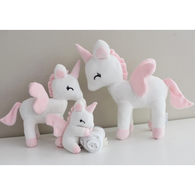Mini plyšový jednorožec Metoo s mušelínovou plienkou sivo/ružový, 12cm