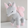 Mini plyšový jednorožec Metoo s mušelínovou plienkou sivo/ružový, 12cm
