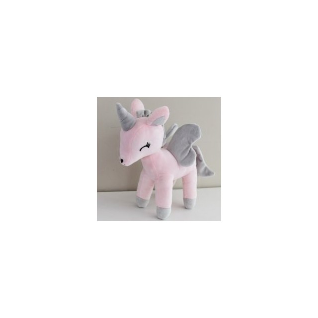 Mini plyšový jednorožec Metoo s mušelínovou plienkou sivo/ružový, 12cm