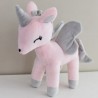 Mini plyšový jednorožec Metoo s mušelínovou plienkou sivo/ružový, 12cm