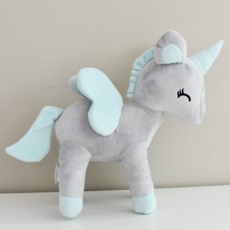 Mini plyšový jednorožec Metoo s mušelínovou plienkou sivo/ružový, 12cm