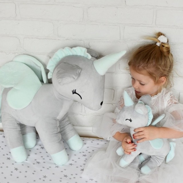Mini plyšový jednorožec Metoo s mušelínovou plienkou sivo/ružový, 12cm