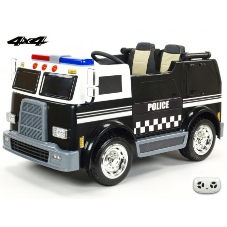 Dvojmiestný policajný bus 4x4 s 2,4 G DO, megafónom, sirénou, majákom, USB, MP3, voltmetrom, EVA kolesami