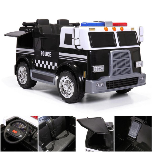 Dvojmiestný policajný bus 4x4 s 2,4 G DO, megafónom, sirénou, majákom, USB, MP3, voltmetrom, EVA kolesami