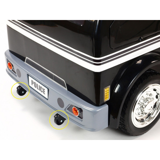 Dvojmiestný policajný bus 4x4 s 2,4 G DO, megafónom, sirénou, majákom, USB, MP3, voltmetrom, EVA kolesami