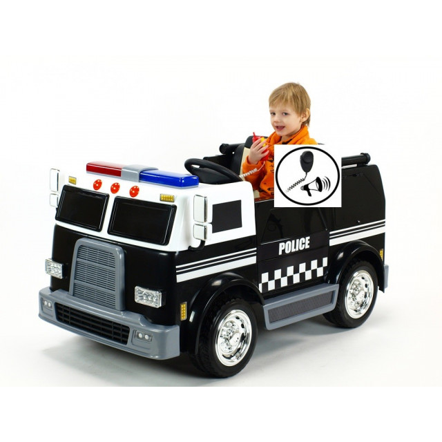 Dvojmiestný policajný bus 4x4 s 2,4 G DO, megafónom, sirénou, majákom, USB, MP3, voltmetrom, EVA kolesami