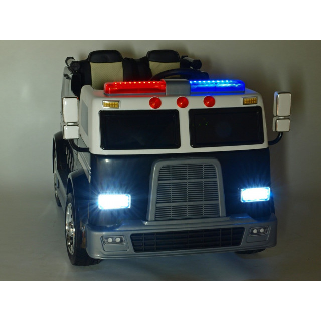 Dvojmiestný policajný bus 4x4 s 2,4 G DO, megafónom, sirénou, majákom, USB, MP3, voltmetrom, EVA kolesami